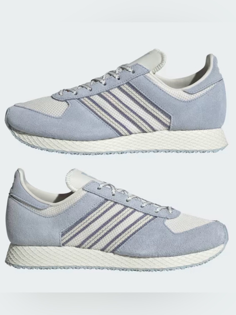 adidas  Light Blue and White Suede Runner